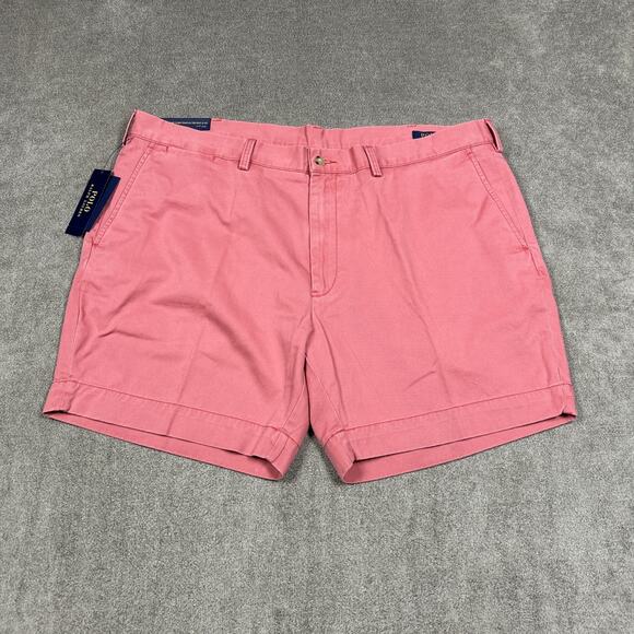 NEW Polo Ralph Lauren Shorts Mens 42 x 6 Light Red Worn Dyed Chino Casual Summer - Picture 1 of 8